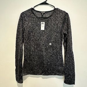 Express Long Sleeve Black Top with Shimmery Sparkles Size Medium New NWT